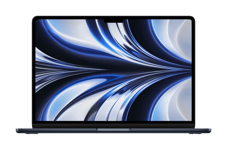 MacBook Air 13 inch (M2, 2022) — Middernacht (productillustratie)